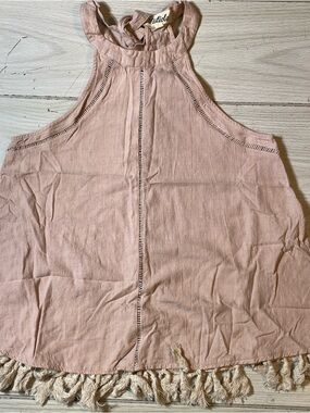 Listicle pink halter high neck tassel hem camisole tank top Small